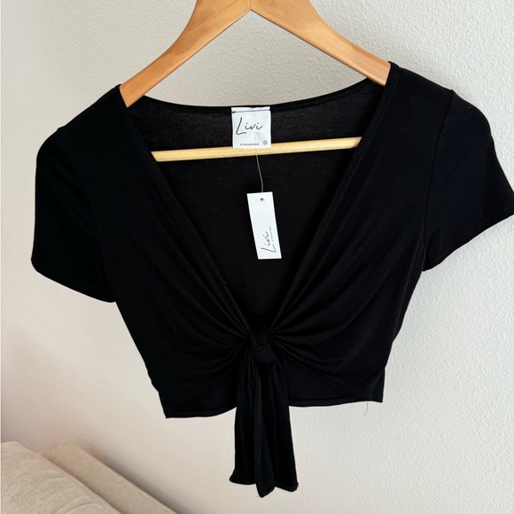 Black tie front top - Picture 1 of 2